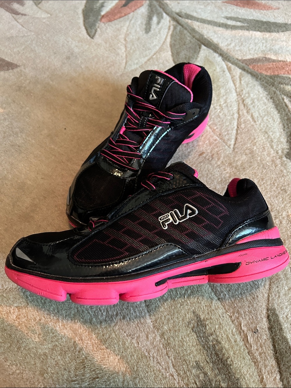 FILA Women's Black and Hot Pink Athletic Sneakers